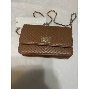 New with Tag Madison West Tan Chevron Crossbody Bag